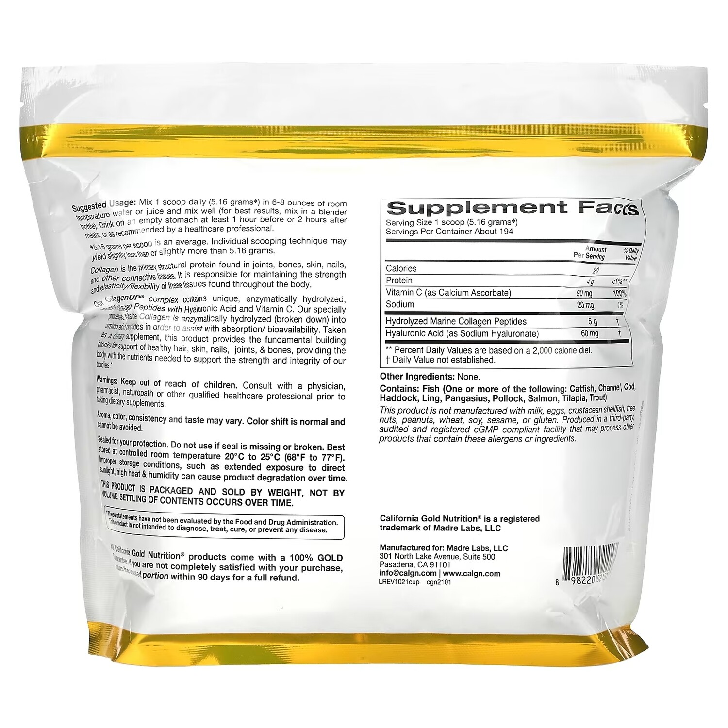 картинка Коллаген California Gold Nutrition, 1000 г от магазина Одежда+