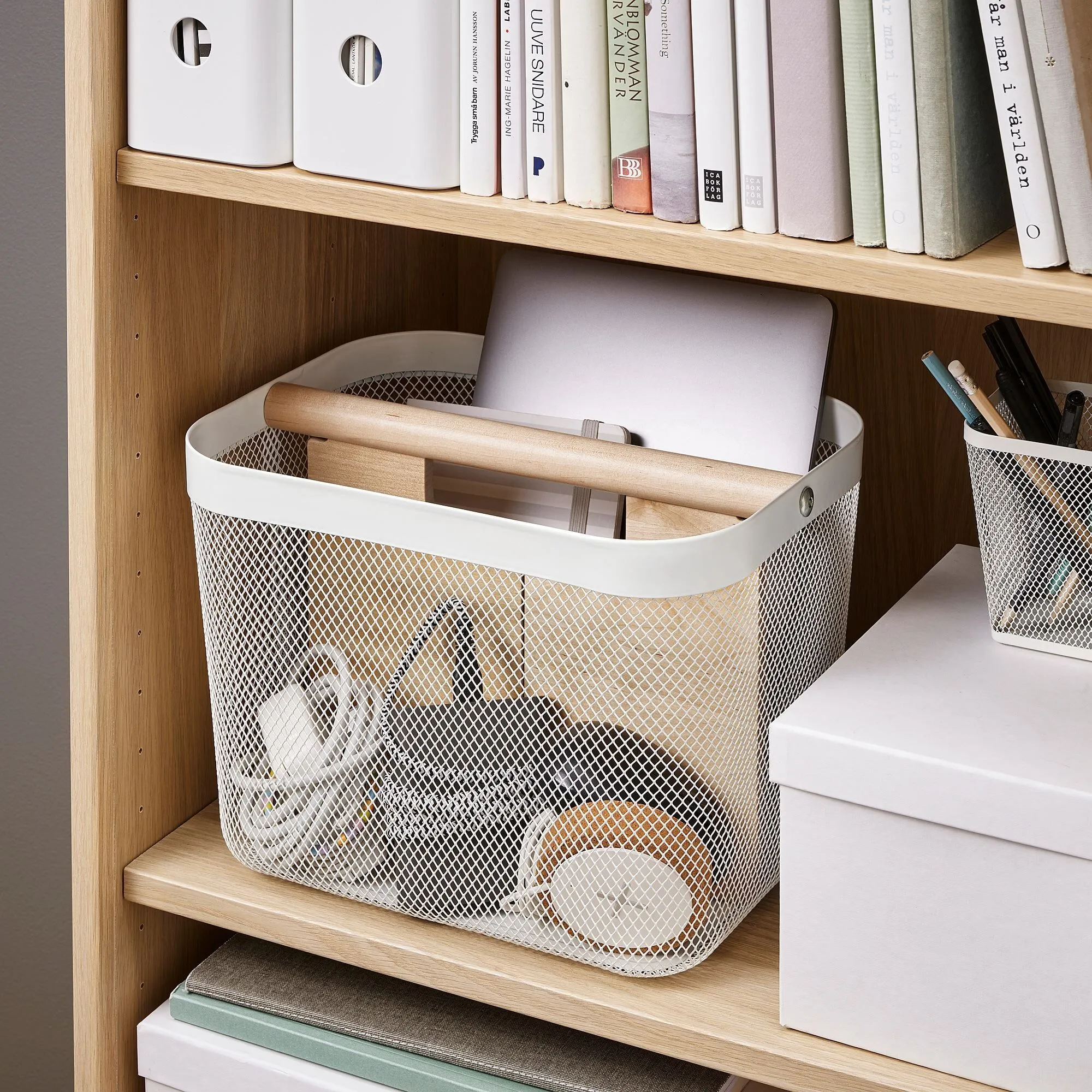 картинка Корзина, белая, 33x24x23 см, RISATORP IKEA от магазина Одежда+
