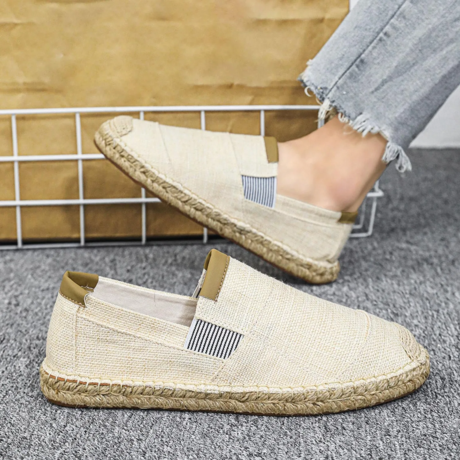 картинка Мужские повседневные льняные туфли-эспадрильи, Beige от магазина Одежда+