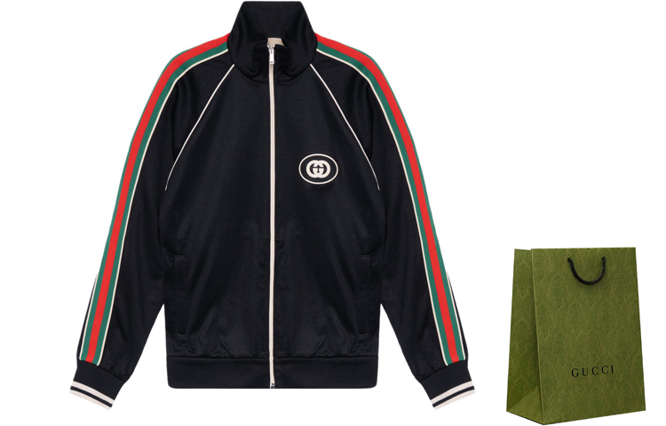 картинка Куртка Gucci Technical Jersey Zip, черный от магазина Одежда+