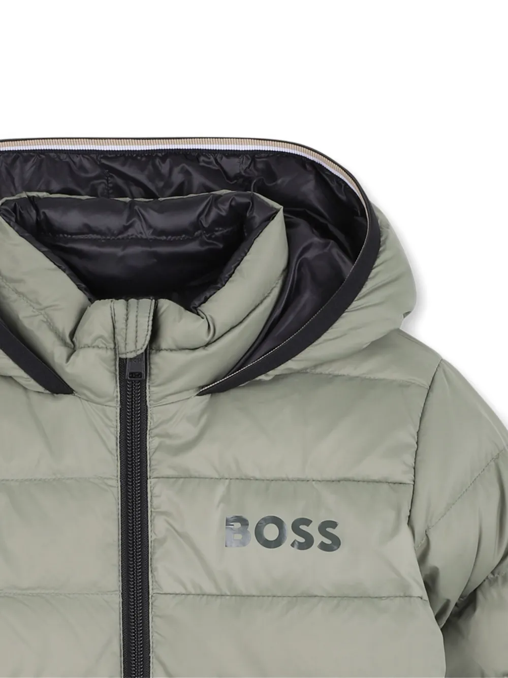 картинка Двусторонний пуховик BOSS Kidswear, зеленый от магазина Одежда+