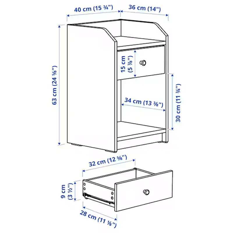 картинка Прикроватная тумба Ikea Hauga, 40x36 см, белый от магазина Одежда+