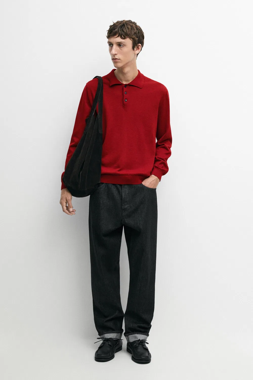 картинка Свитер-поло Massimo Dutti 100% Cotton Knit, красный от магазина Одежда+
