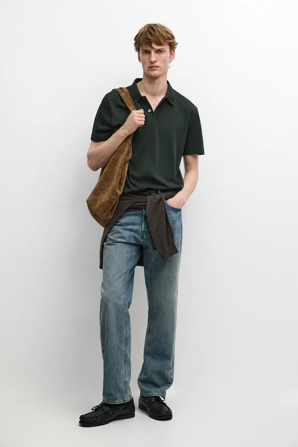картинка Поло Massimo Dutti 100% Cotton Short Sleeve Shirt, хаки от магазина Одежда+
