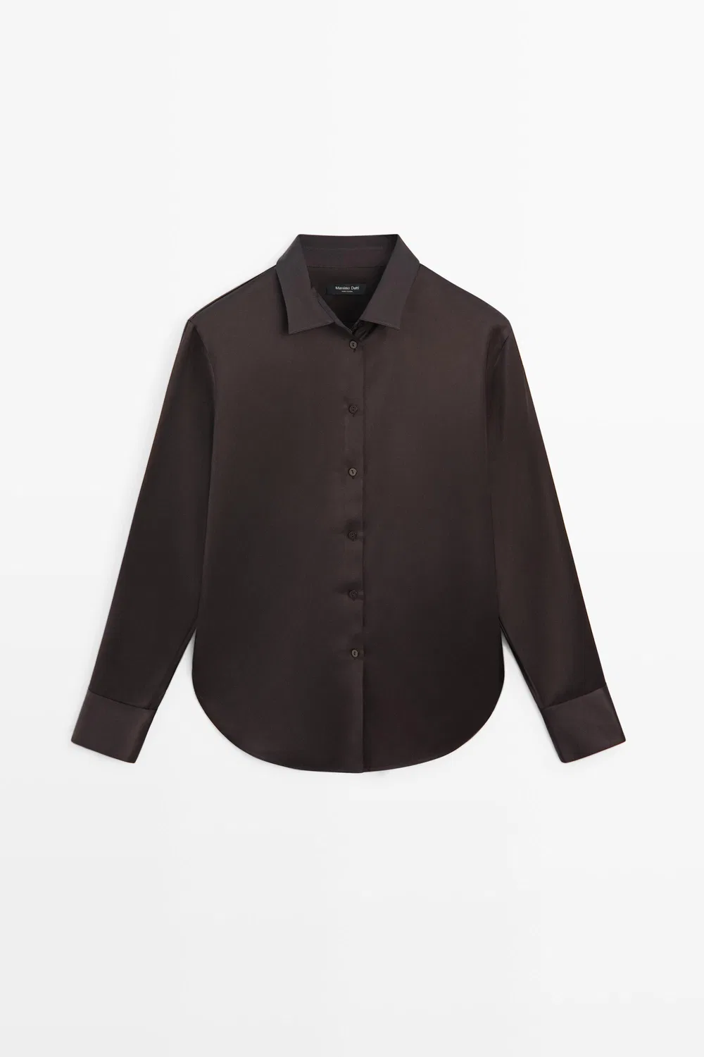 картинка Рубашка Massimo Dutti, атласная, струящаяся, шоколадная от магазина Одежда+