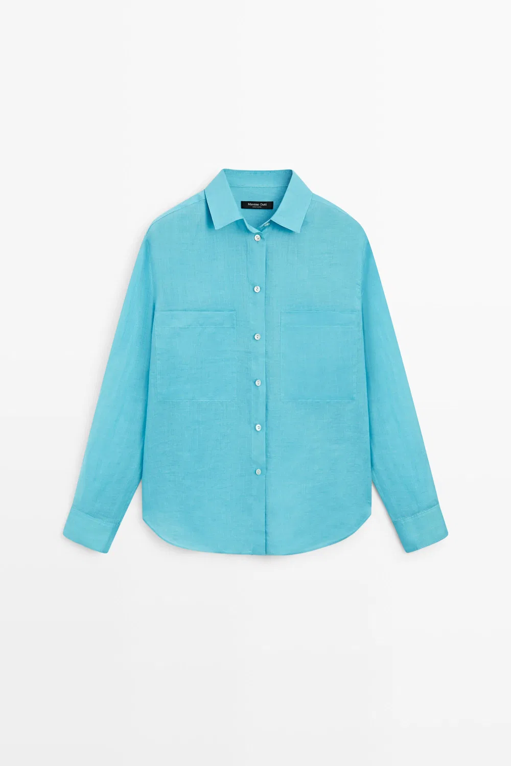 картинка Рубашка Massimo Dutti 100% Ramie Flowing Pocket, бирюзовый от магазина Одежда+