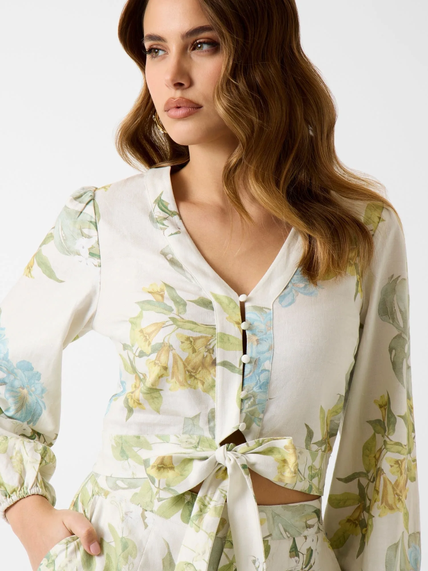картинка SHIRLEY Льняная рубашка Guess, White (PMMA) от магазина Одежда+