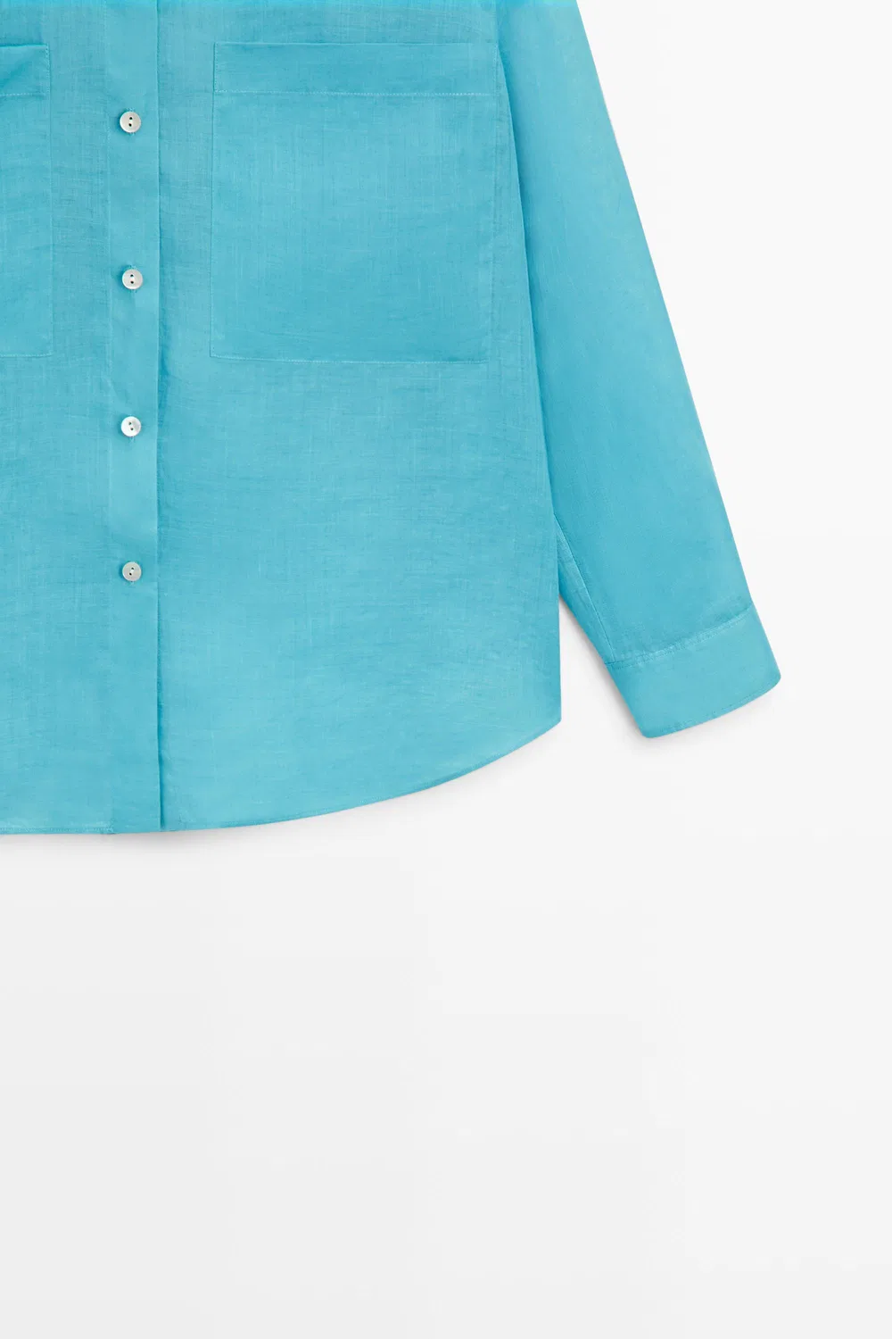 картинка Рубашка Massimo Dutti 100% Ramie Flowing Pocket, бирюзовый от магазина Одежда+
