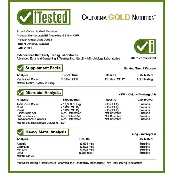 картинка Пробиотики California Gold Nutrition LactoBif 5 от магазина Одежда+