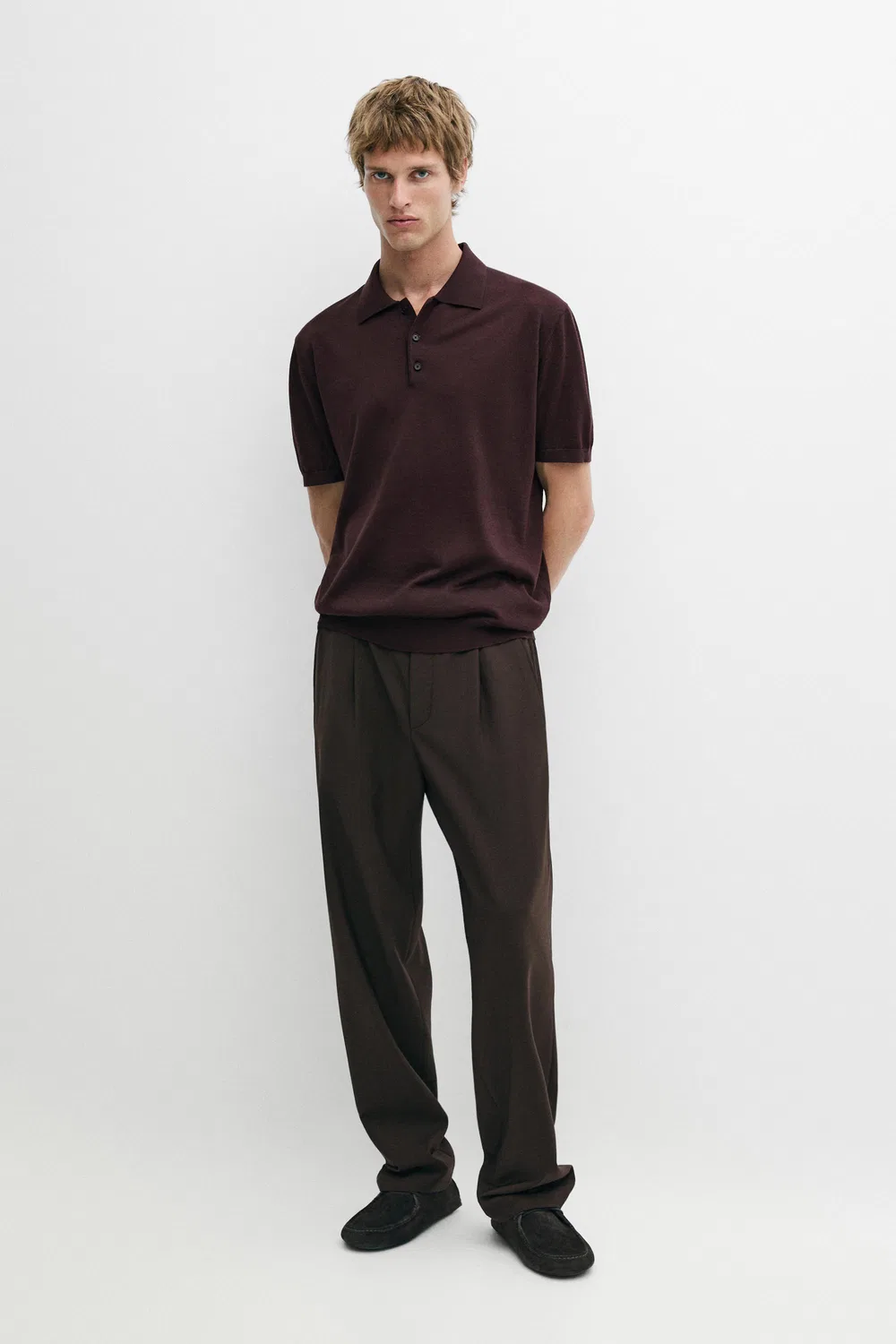 картинка Поло Massimo Dutti Wool Blend Knit Shirt, бордовый от магазина Одежда+