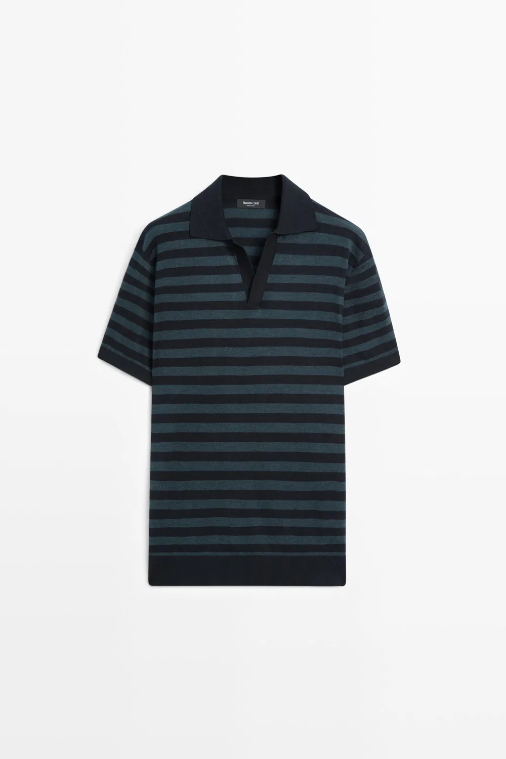картинка Свитер-поло Massimo Dutti Contrast Striped Knit, индиго от магазина Одежда+