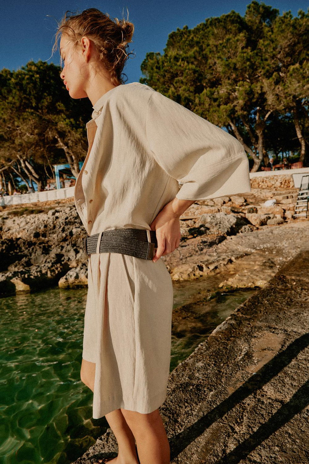 картинка Рубашка Zara Short With Wide Sleeves, бежевый от магазина Одежда+