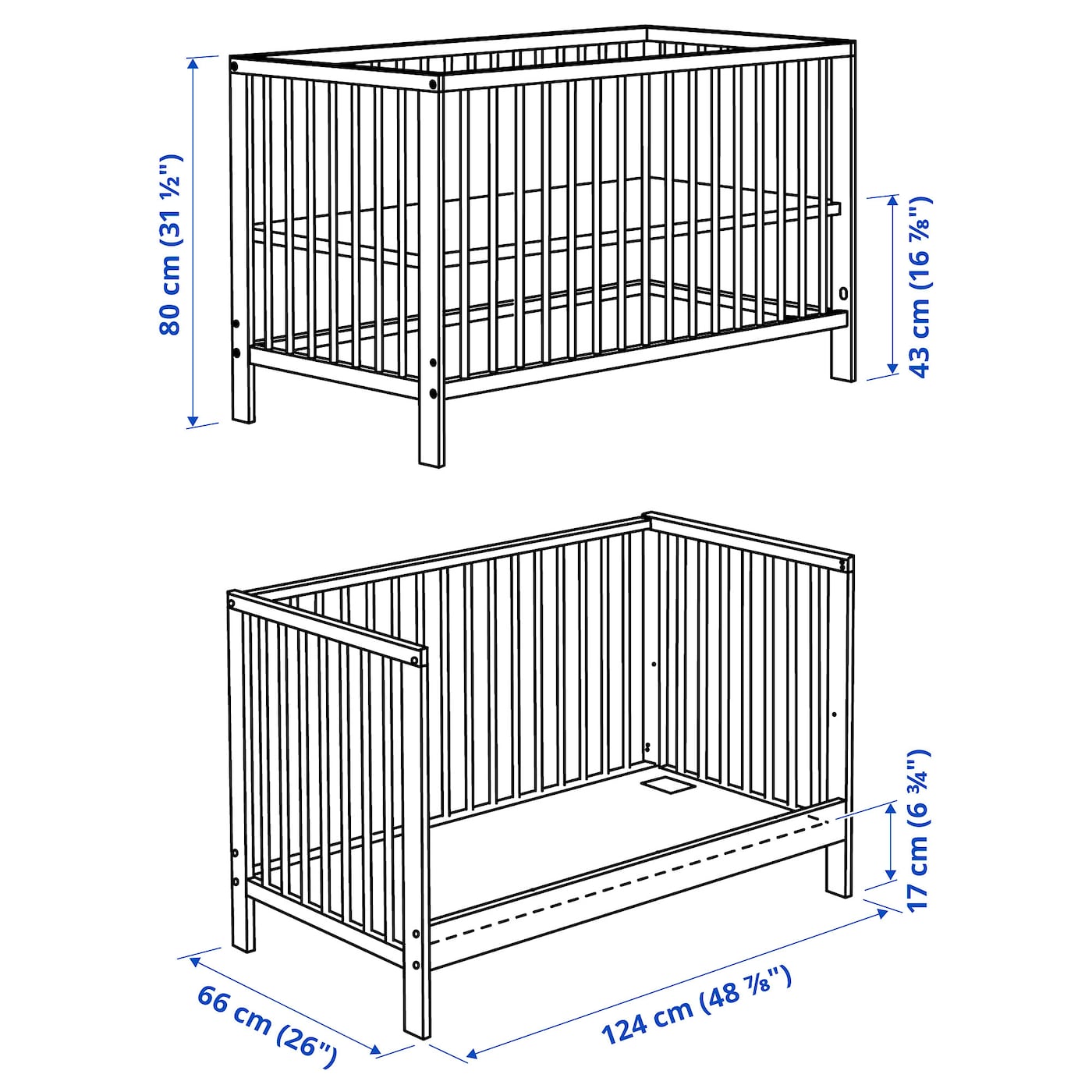 картинка Детская кроватка IKEA, 60x120 см, цвет birch от магазина Одежда+