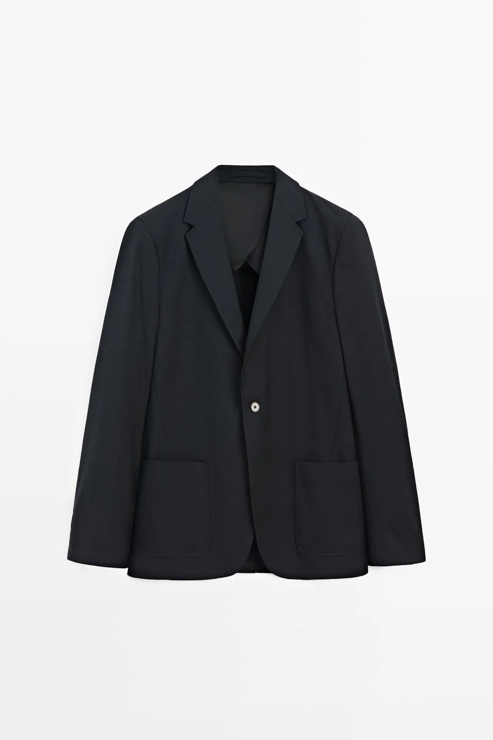 картинка Пиджак Massimo Dutti, мужской, текстурированный из холодной шерсти, темно-синий от магазина Одежда+