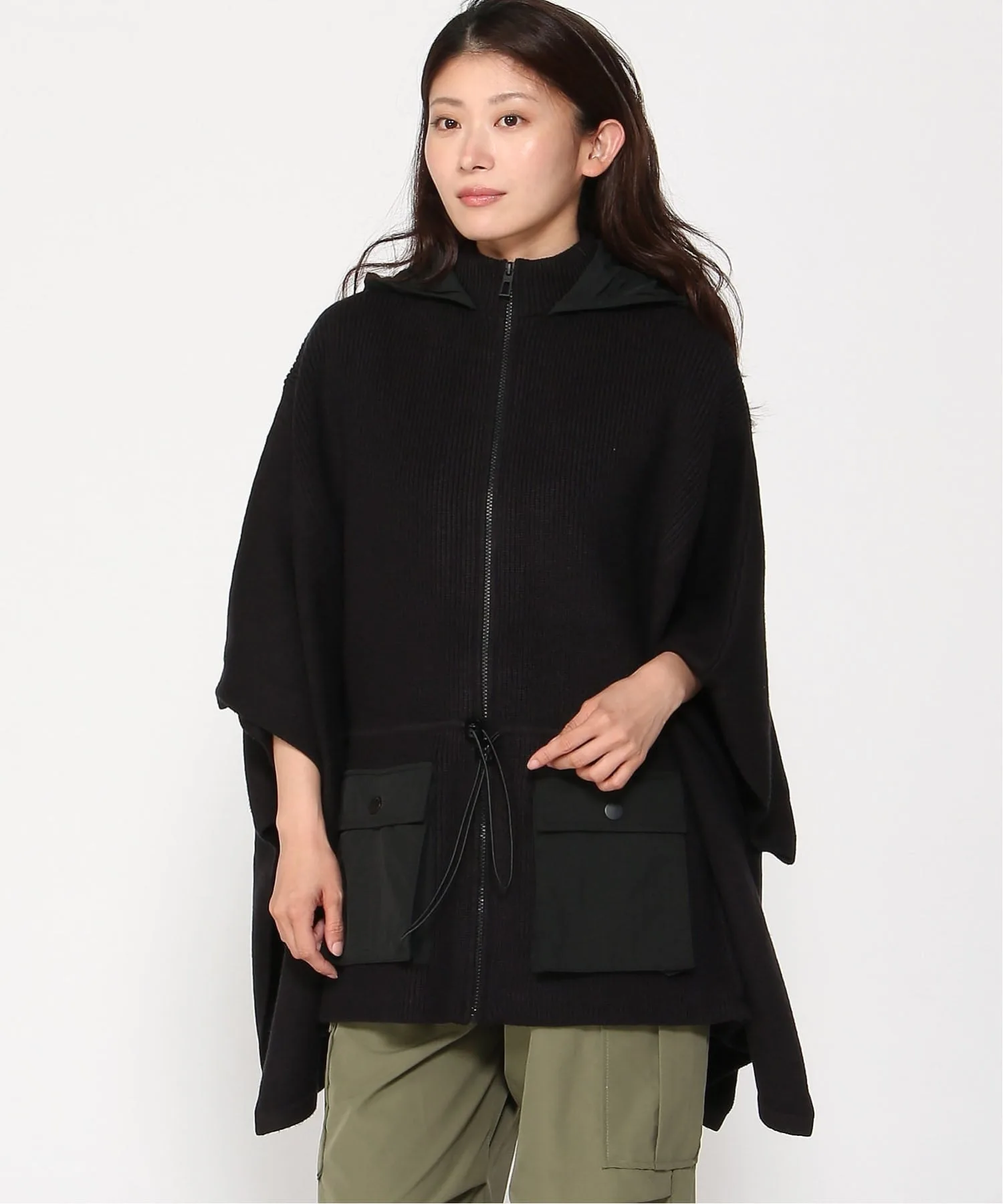 картинка Карман капюшона пончо Desigual, Gray/Black/2000 от магазина Одежда+