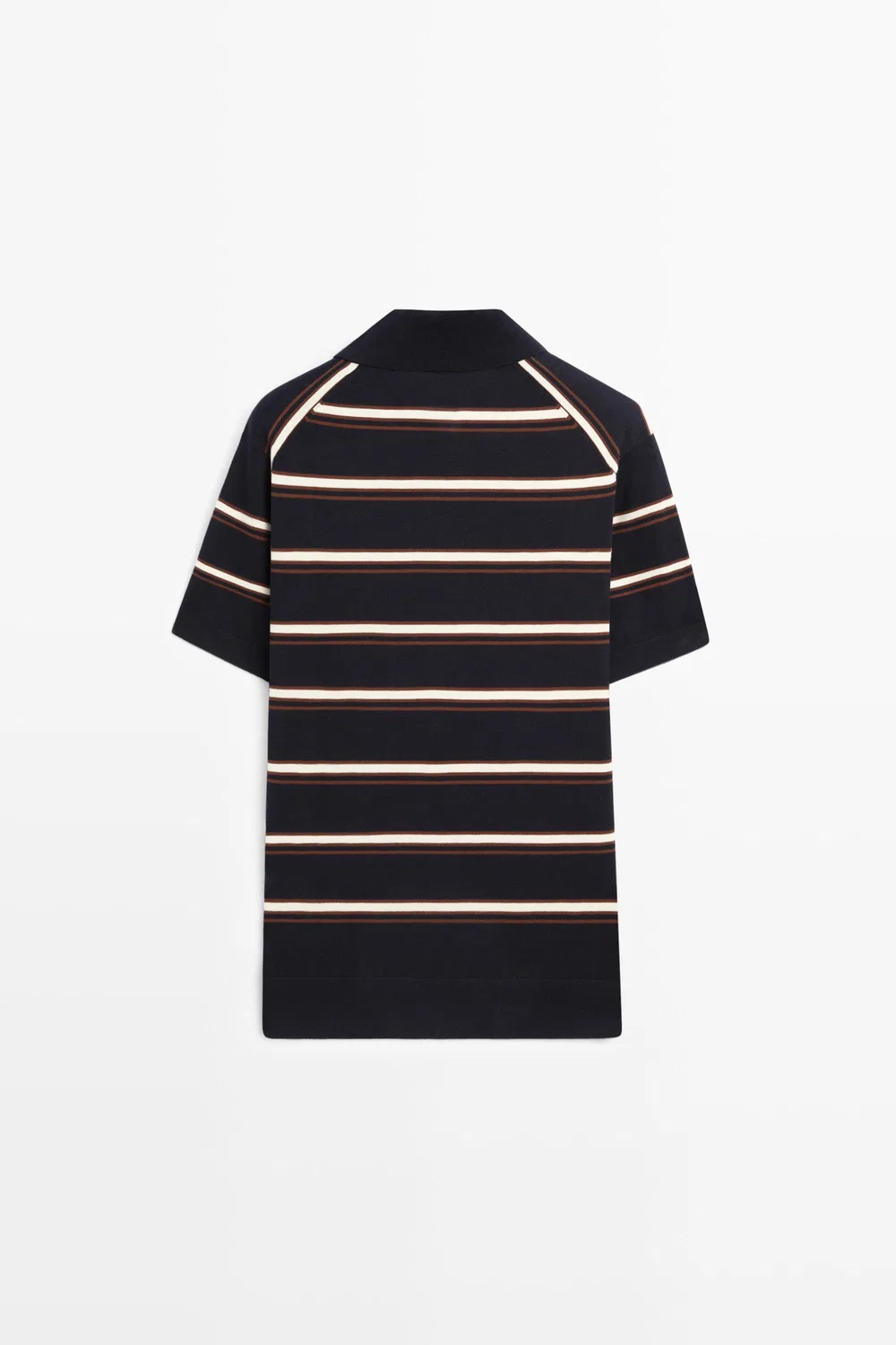картинка Поло Massimo Dutti Striped V-Neck Knit Shirt, темно-синий от магазина Одежда+
