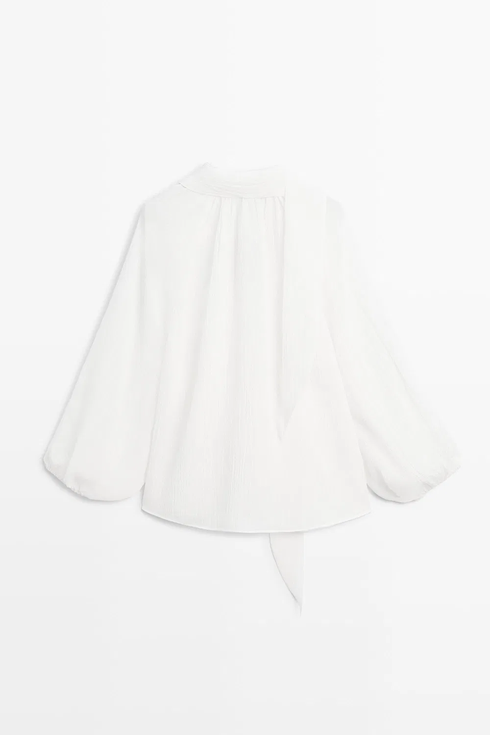 картинка Блуза Massimo Dutti Flowing V-Neck With Tie, белый от магазина Одежда+