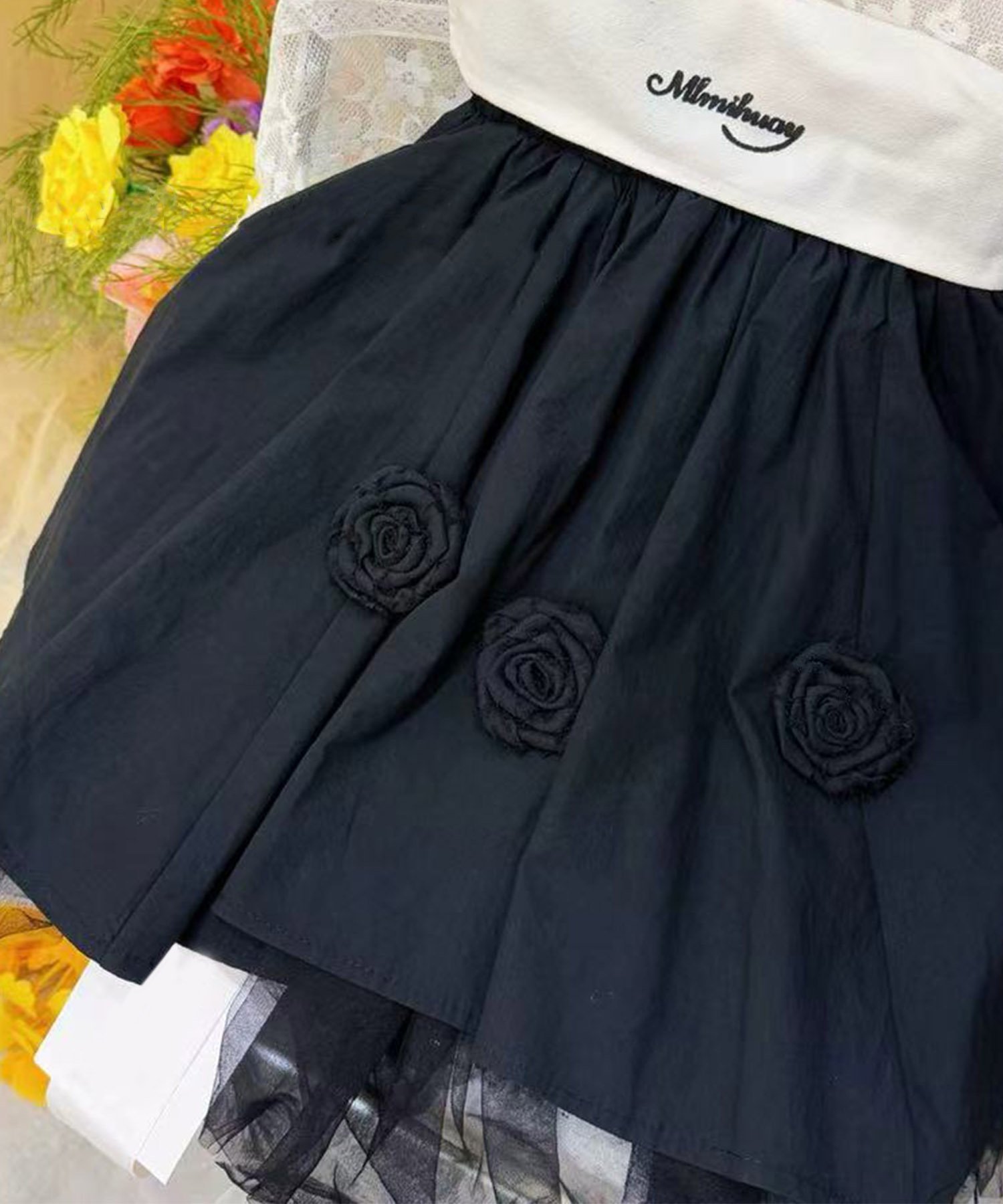 картинка Расклешенная юбка из тюля Aimoha Kids, black от магазина Одежда+
