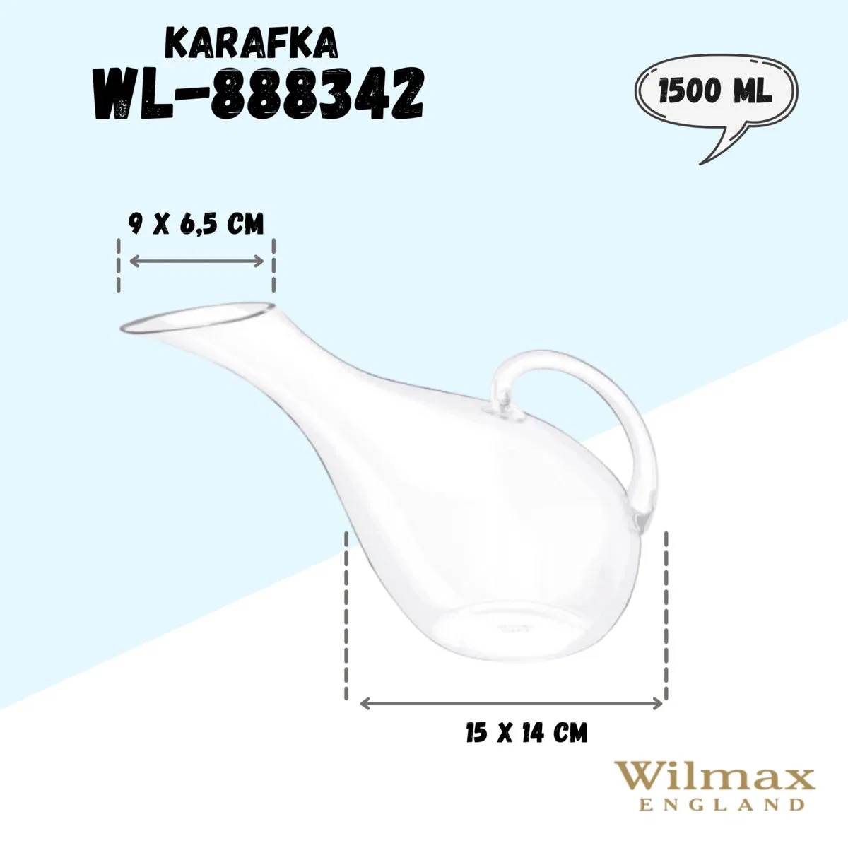 картинка Декантер 1.5 л стеклянный Wilmax England, Прозрачный от магазина Одежда+