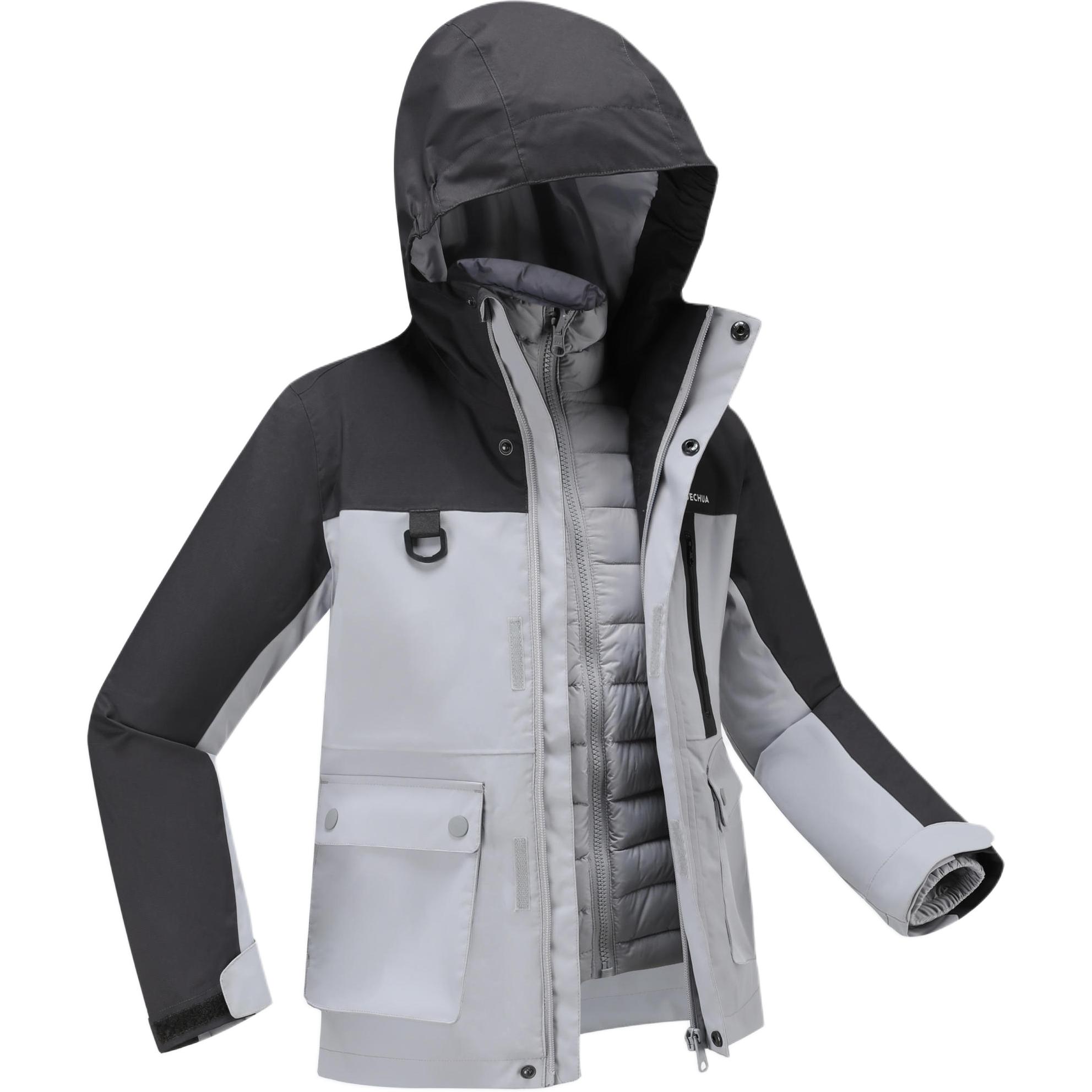 картинка Ветровка для младших школьников DECATHLON, Угольно-серый/Серебристо-серый от магазина Одежда+