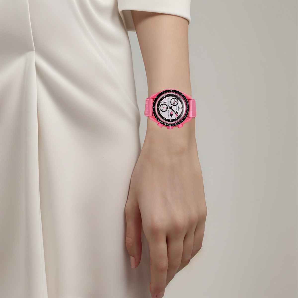 картинка Часы Swatch X Omega Moonswatch Mission To The Pink Moonphase от магазина Одежда+
