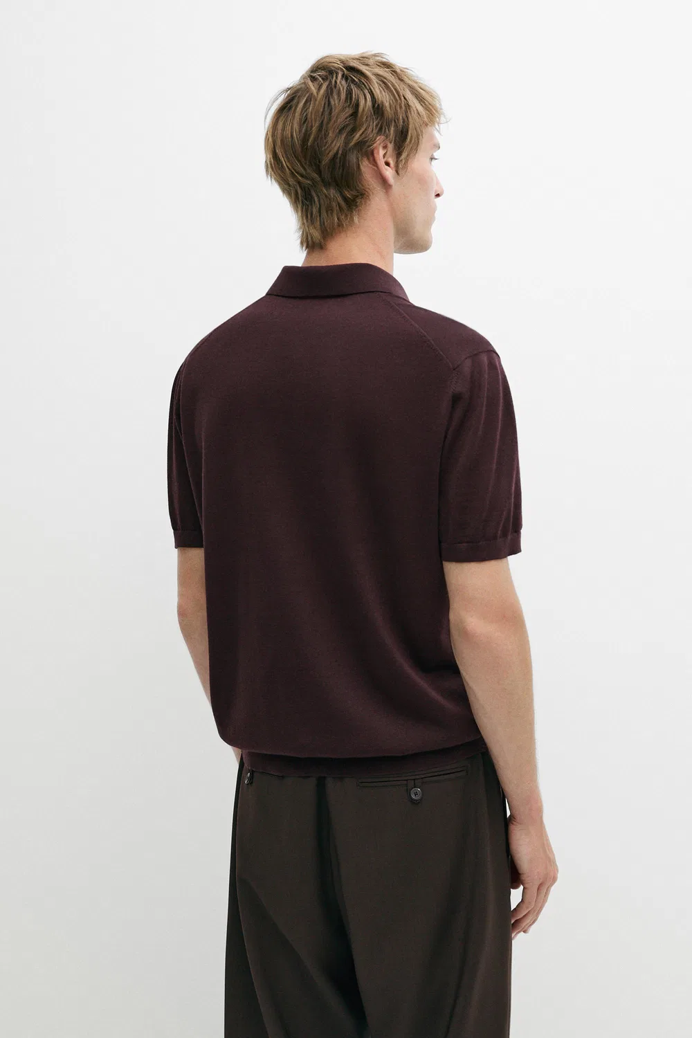 картинка Поло Massimo Dutti Wool Blend Knit Shirt, бордовый от магазина Одежда+