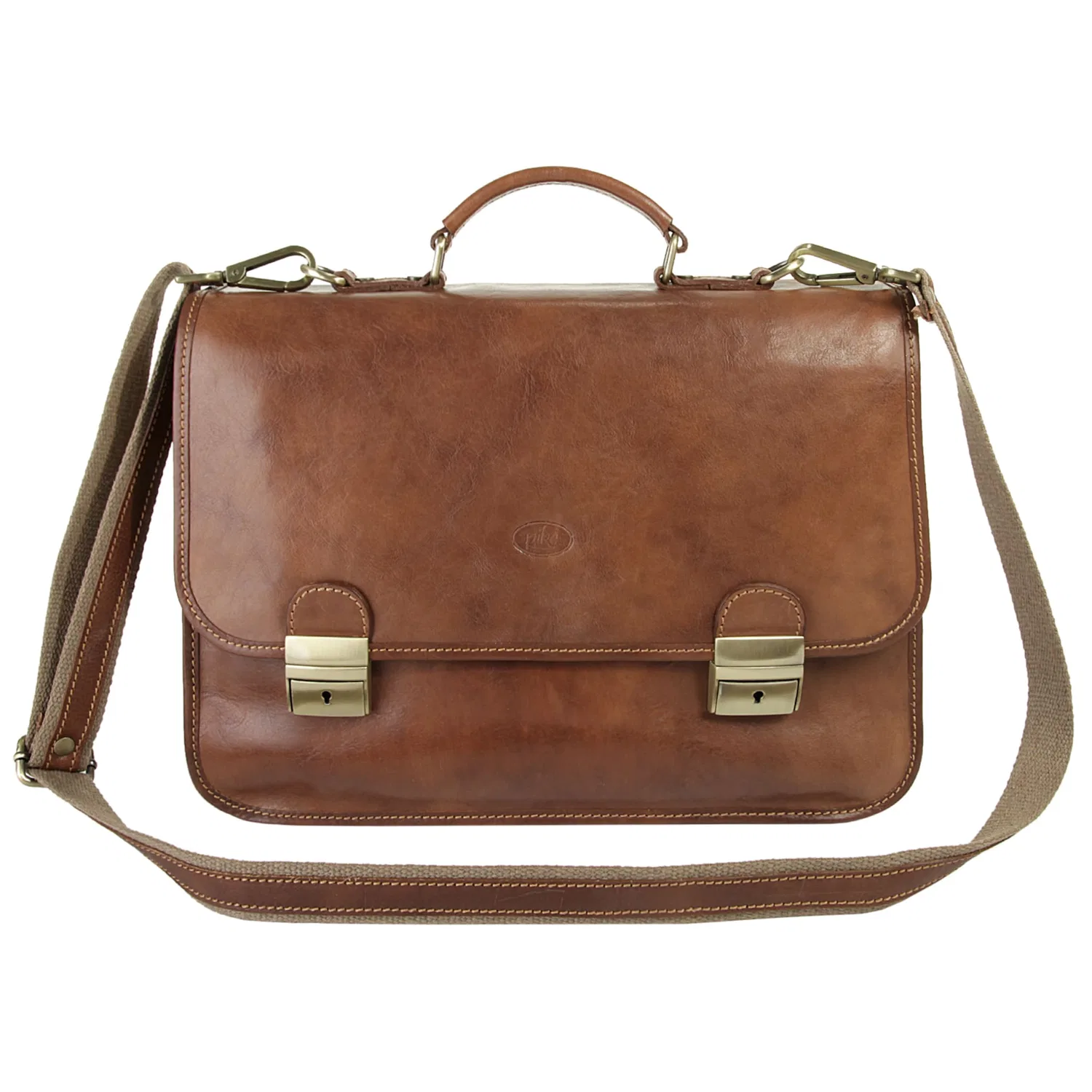 картинка Кожаный портфель с двумя отделениями Piké, Brown от магазина Одежда+