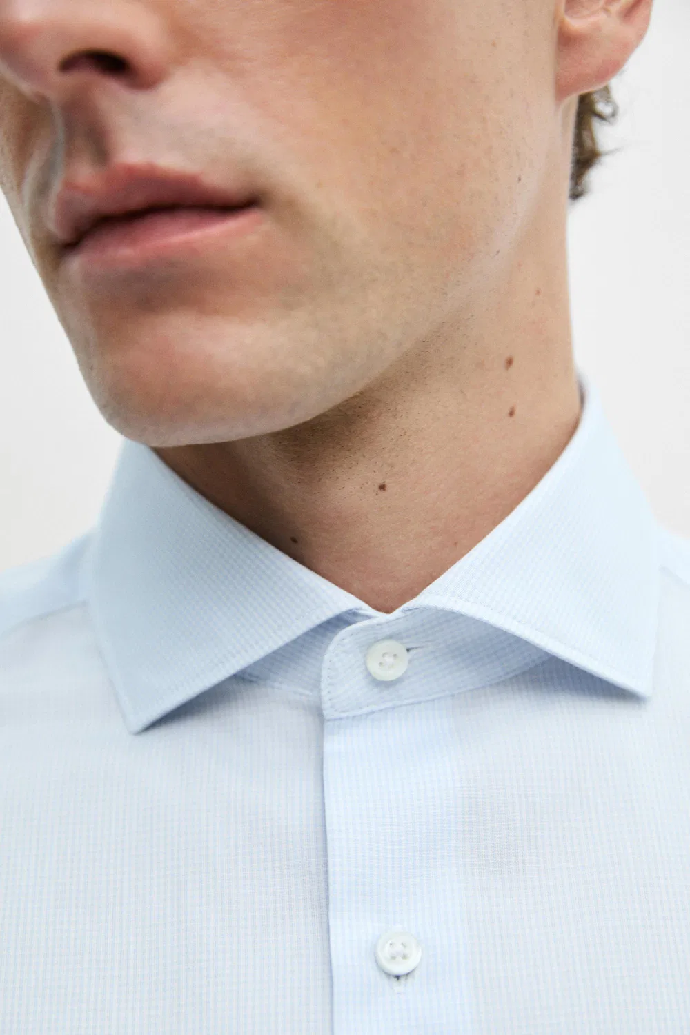 картинка Рубашка Massimo Dutti Slim Fit Gingham, небесно-голубой от магазина Одежда+