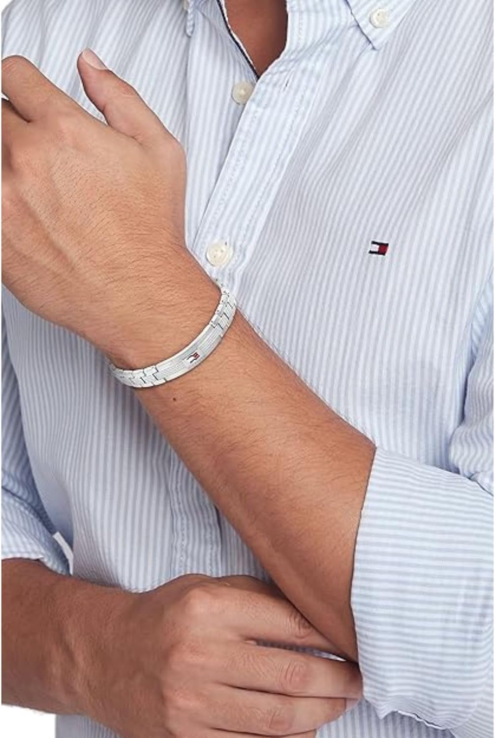 картинка Мужской браслет Tommy Hilfiger Ionic Thin с позолотой, Silver от магазина Одежда+