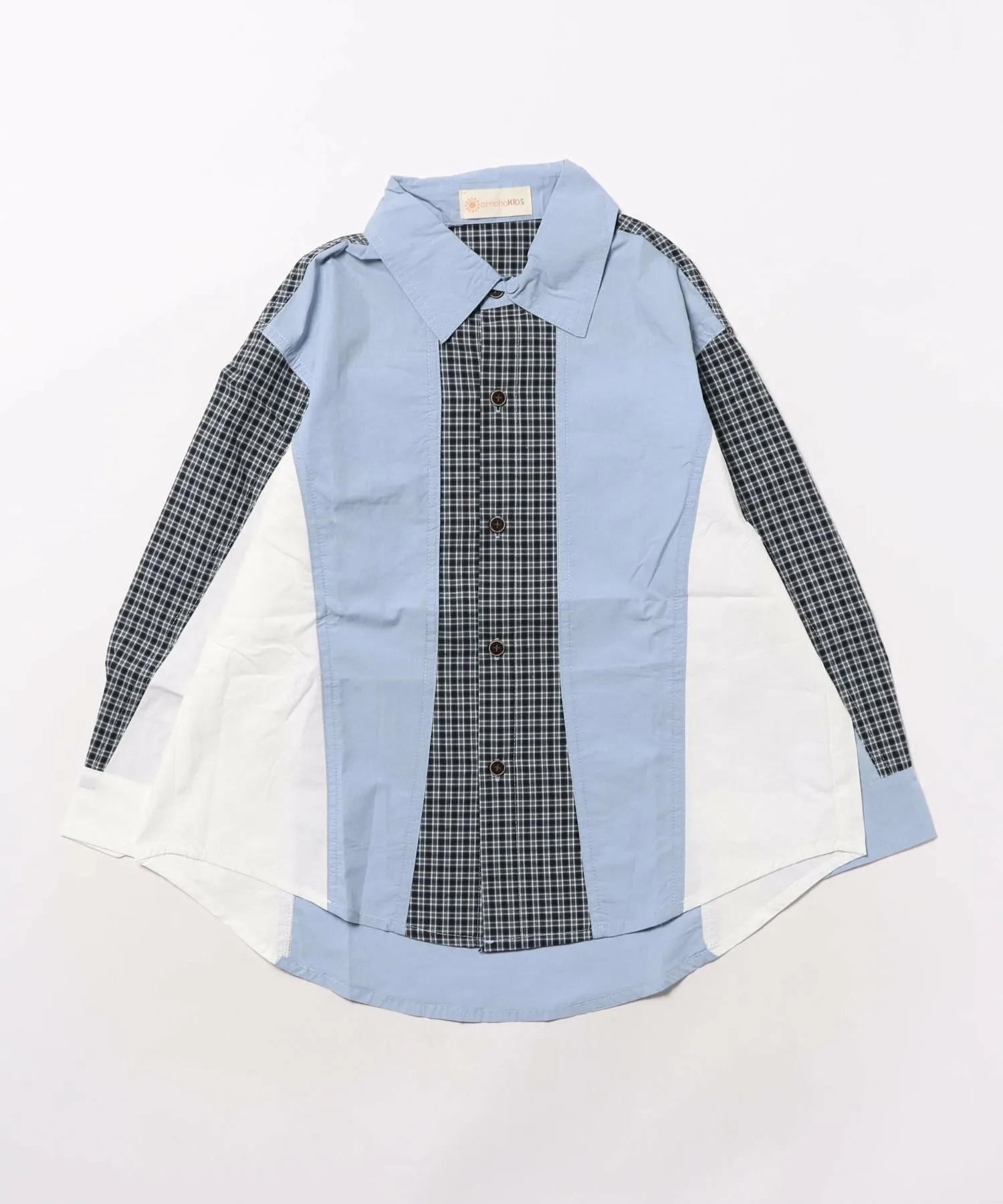 картинка Рубашка в клетку с блочным рисунком Aimoha Kids, blue от магазина Одежда+