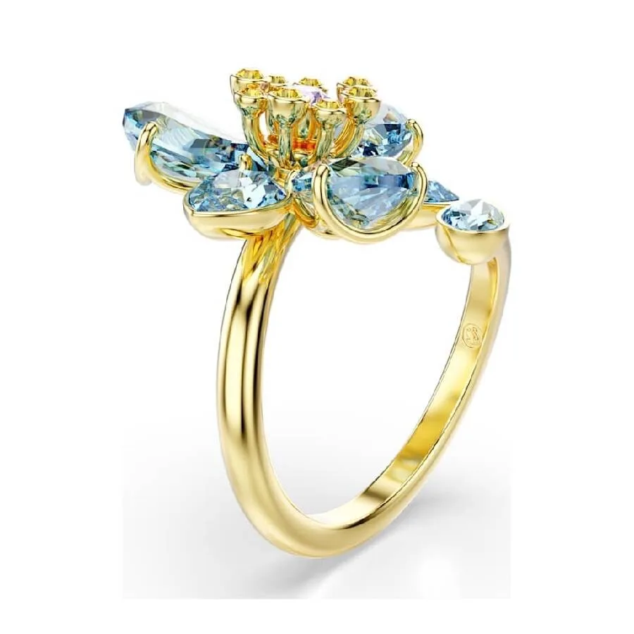 картинка Кольцо Swarovski Idyllia с фантазийной огранкой в виде цветка, синий от магазина Одежда+