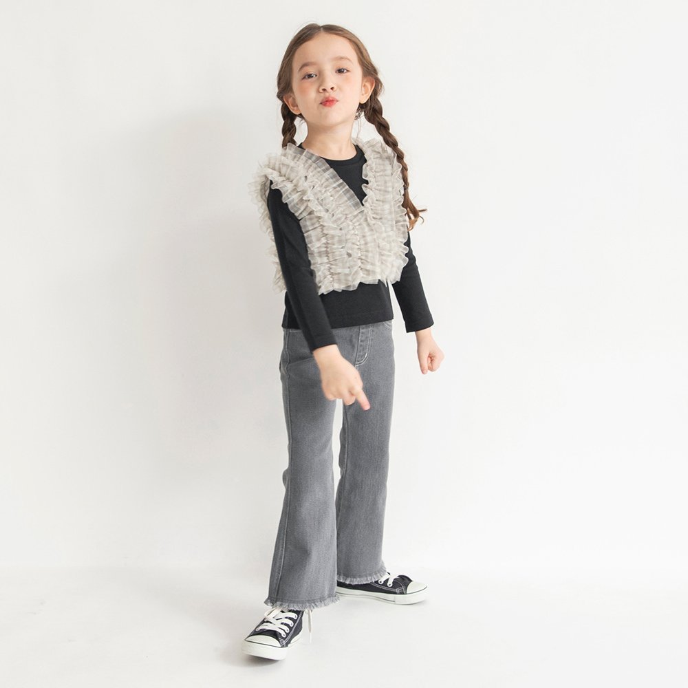 картинка Расклешенные джинсы с бахромой по низу Branshes, Charcoal Gray от магазина Одежда+