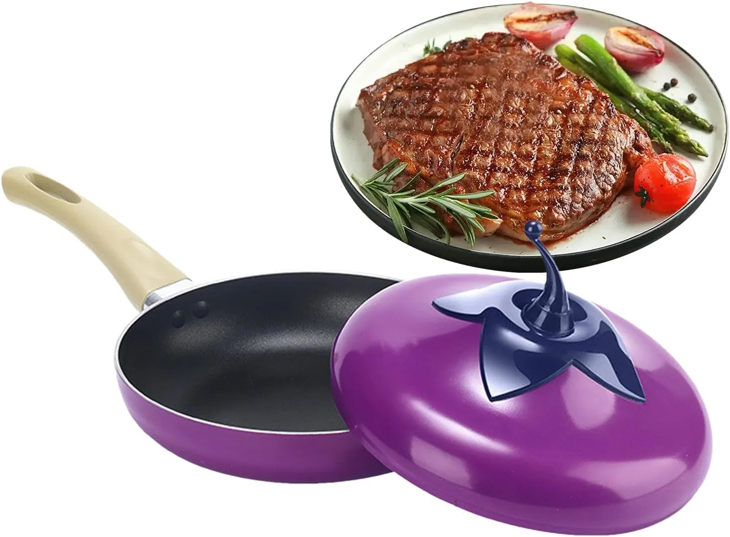 картинка Кастрюля-кокотница 14x25.5x14 см алюминиевая ZHUMCCY, Aubergine от магазина Одежда+