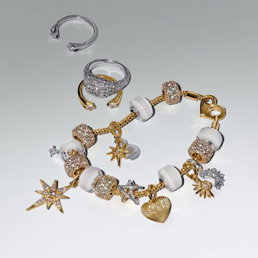 картинка Шарм Pandora Splittable Sun & Moon Dangle, серебро/золото от магазина Одежда+
