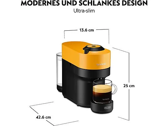 картинка Кофемашина капсульная DeLonghi Nespresso Vertuo Pop ENV90.Y, желтый от магазина Одежда+