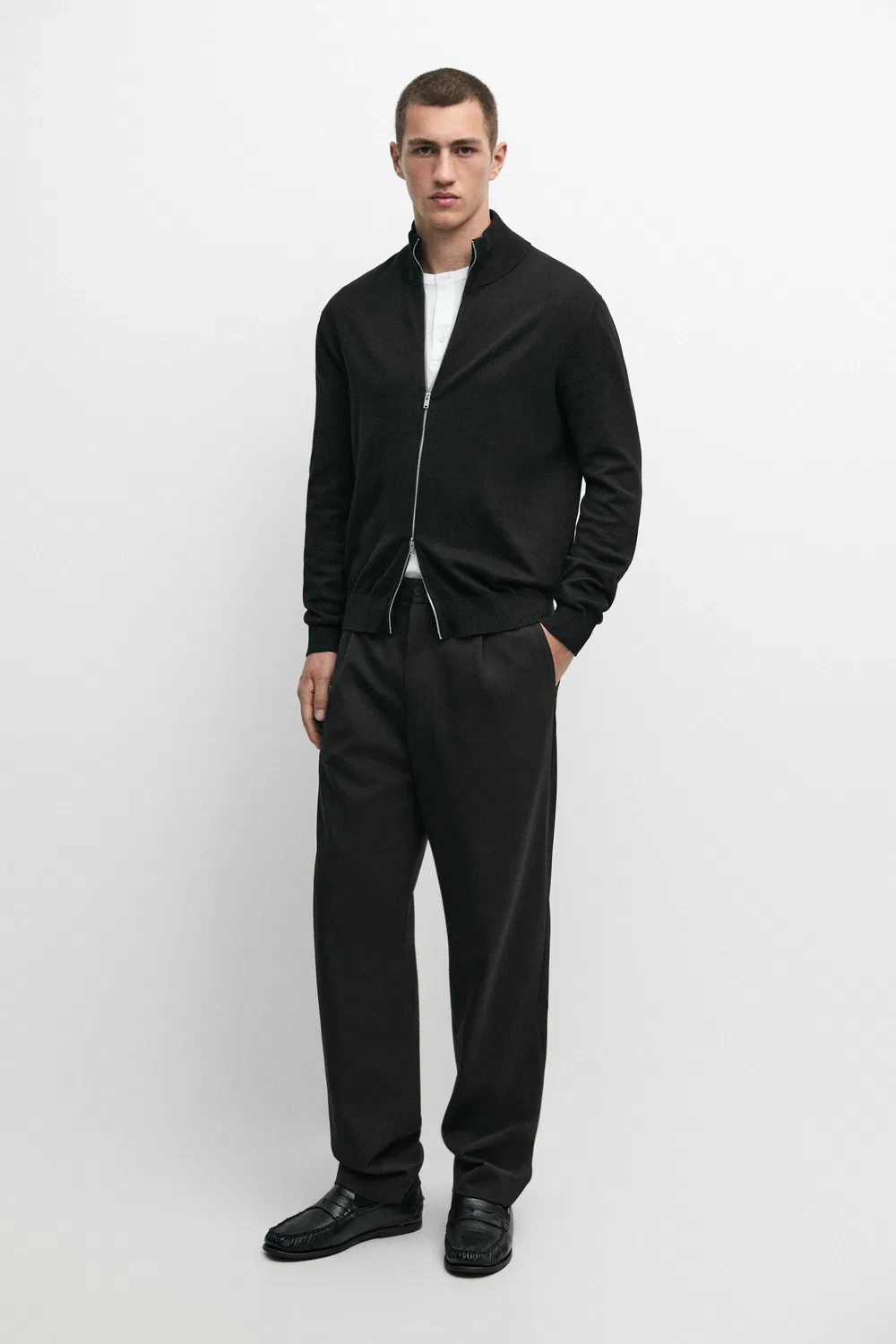 картинка Кардиган Massimo Dutti 100% Cotton Knit, черный от магазина Одежда+