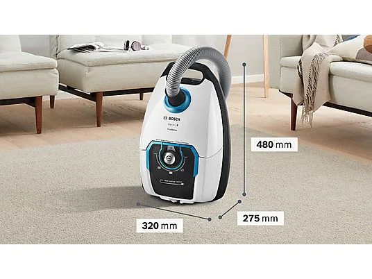 картинка Пылесос Bosch BGB75XSIL Serie 8 ProSilence 650W, белый от магазина Одежда+