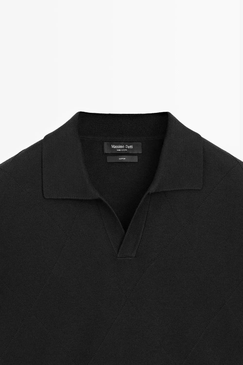 картинка Поло Massimo Dutti 100% Cotton Intarsia Knit Shirt, черный от магазина Одежда+