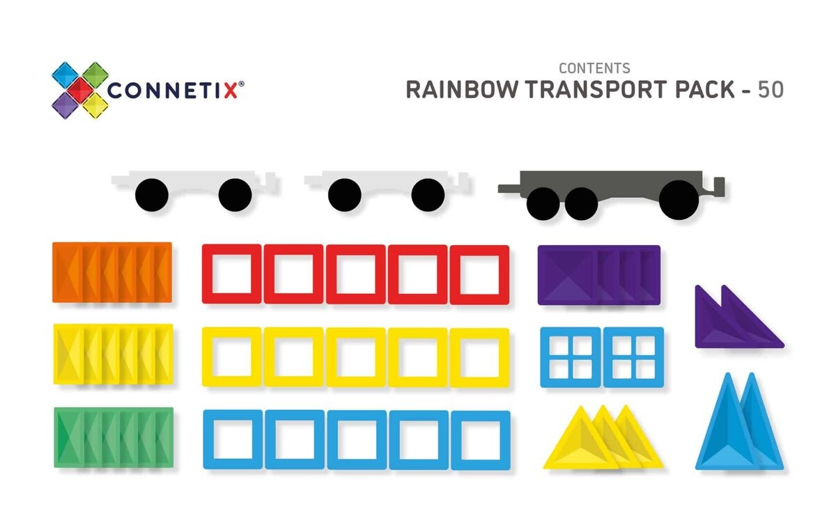 картинка Магнитные блоки Rainbow Transport Pack 50 элементов Connetix от магазина Одежда+