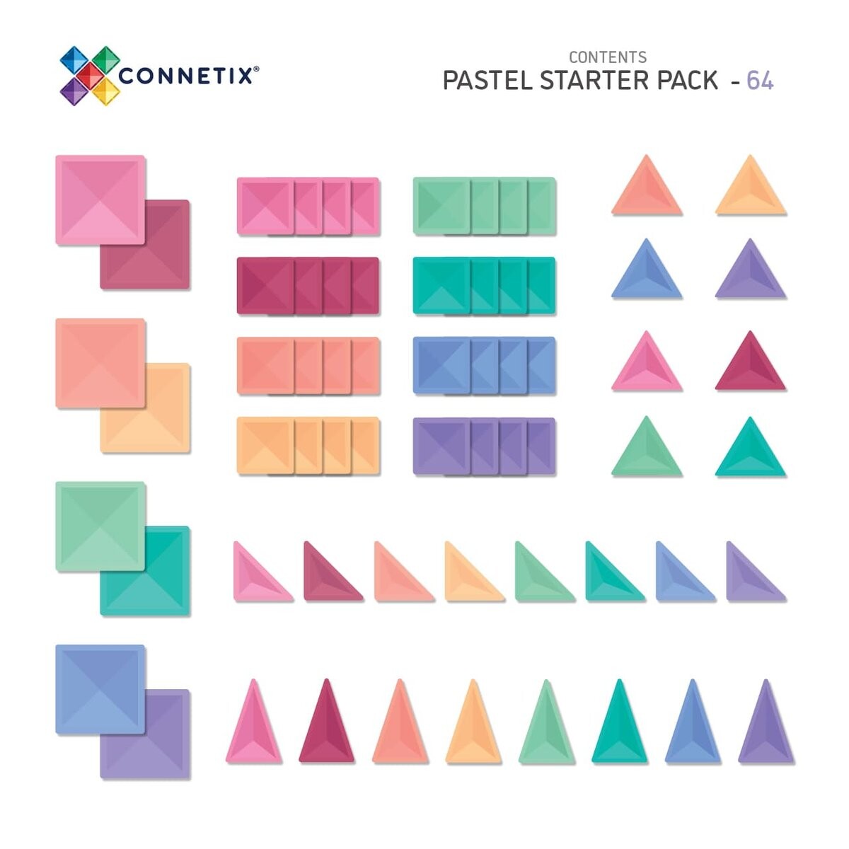 картинка Магнитные блоки Pastel Starter Pack 64 элемента Connetix от магазина Одежда+