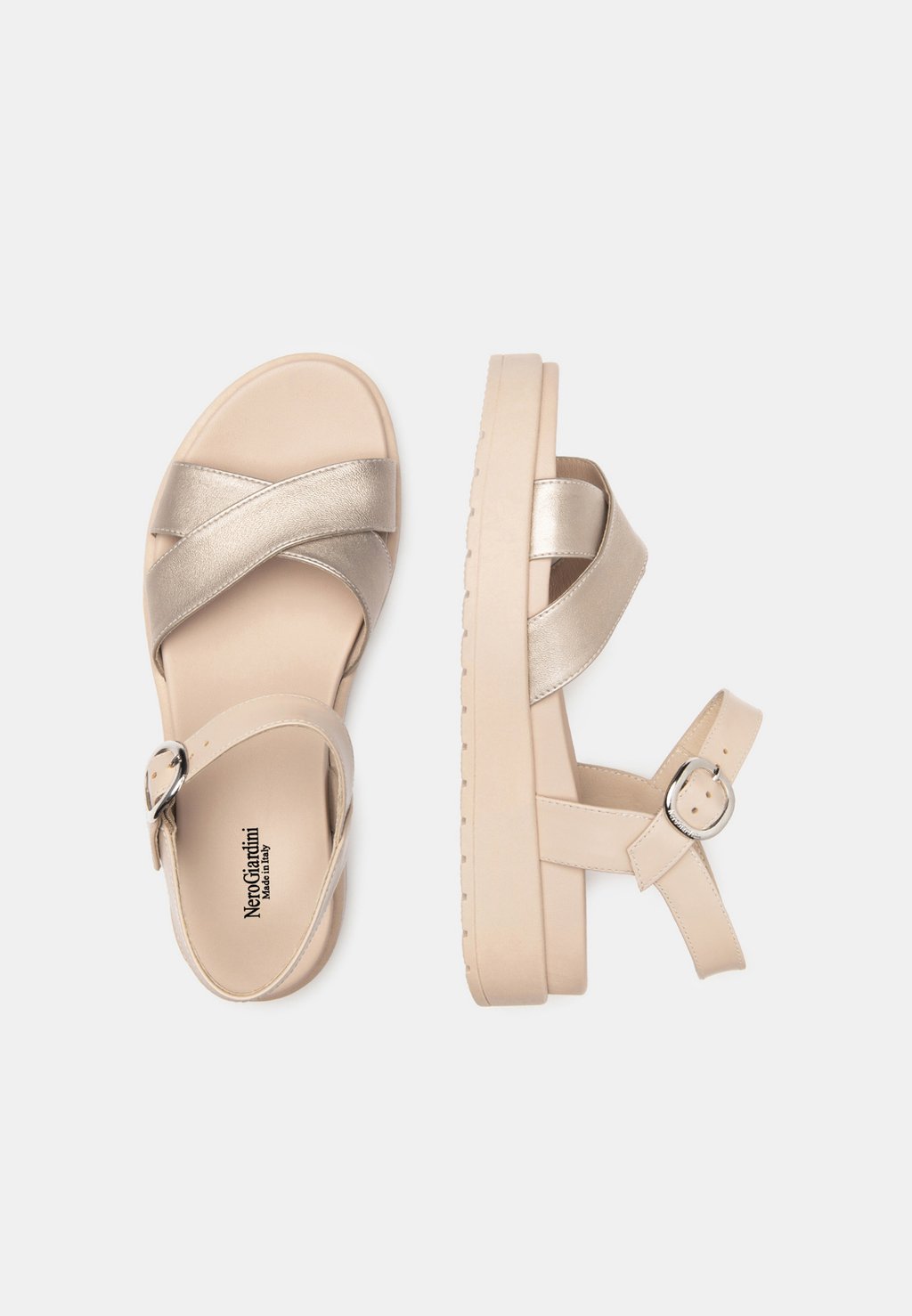 картинка Босоножки на танкетке Platform sandals NeroGiardini, бежевый от магазина Одежда+