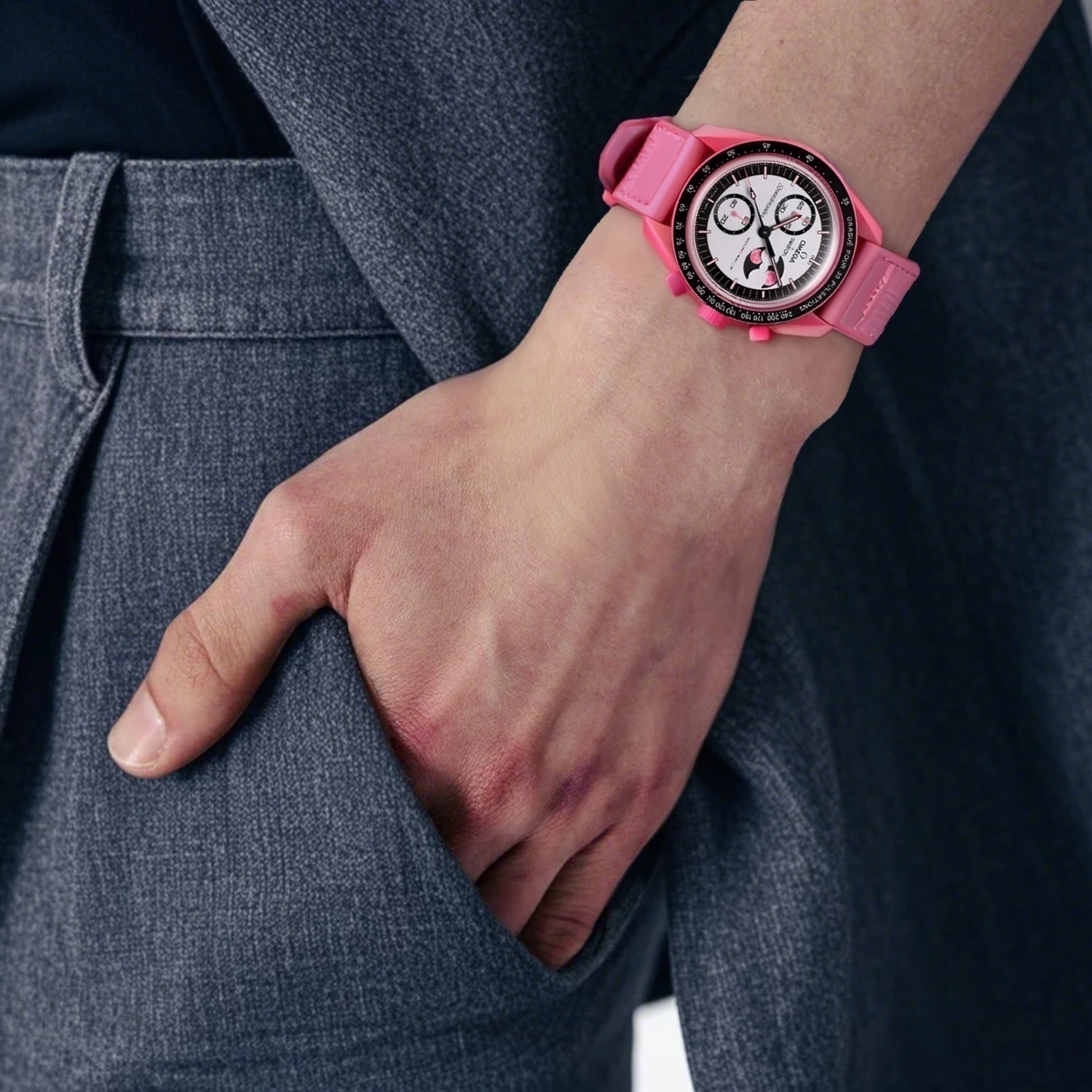 картинка Часы Swatch X Omega Moonswatch Mission To The Pink Moonphase от магазина Одежда+