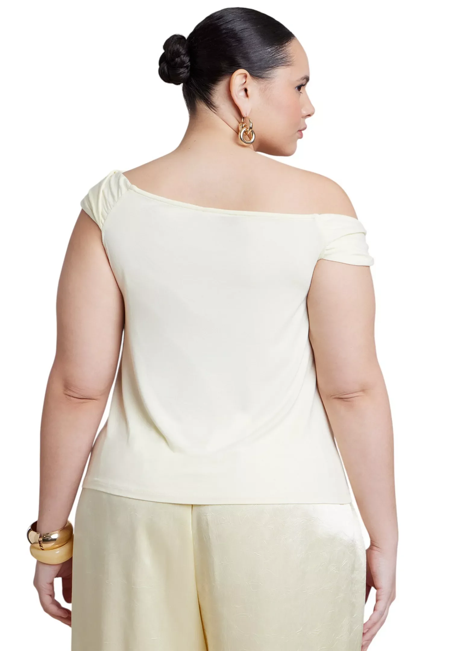 картинка Топ ELOQUII Asym Twist Sleeve, светло-желтый от магазина Одежда+