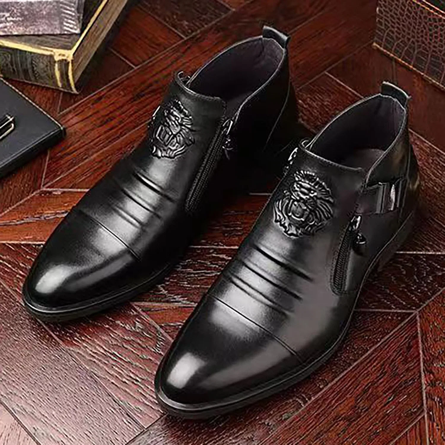 картинка Мужские ботильоны с тиснением на молнии Chelsea Boots, Black от магазина Одежда+