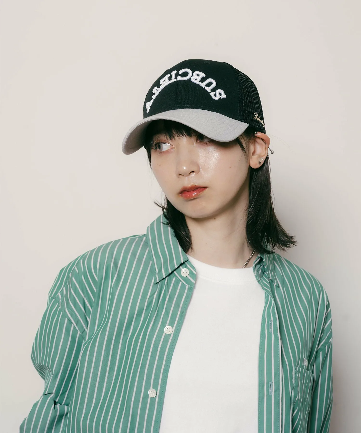 картинка Полосатая рубашка из хлопка Supima Subciety Womens, Green от магазина Одежда+