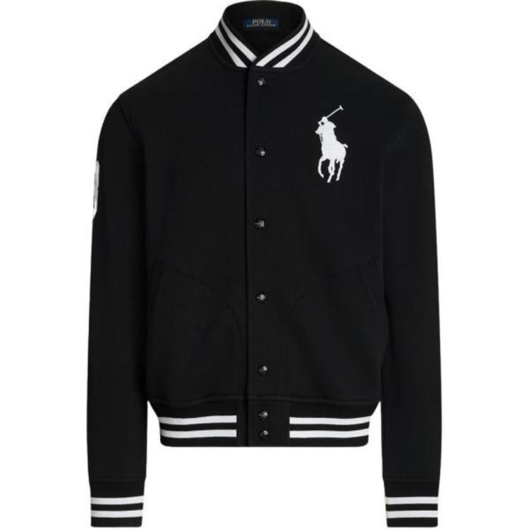 картинка Вышитая пони бейсбольная куртка Ralph Lauren, черная от магазина Одежда+