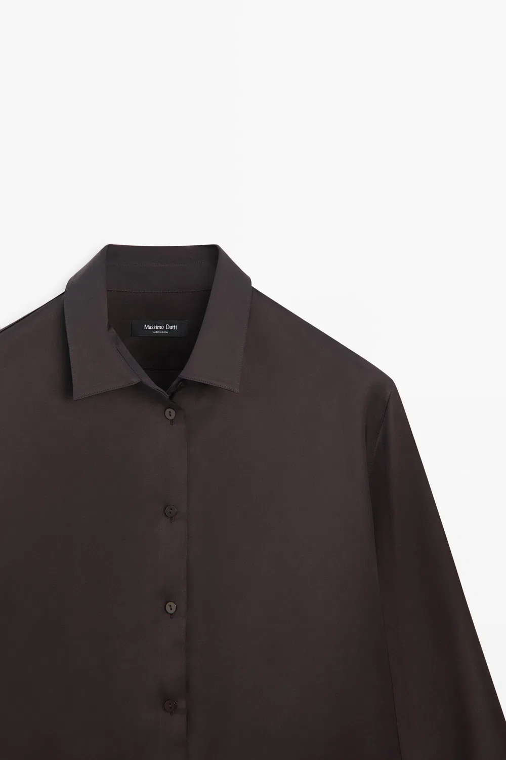 картинка Рубашка Massimo Dutti, атласная, струящаяся, шоколадная от магазина Одежда+