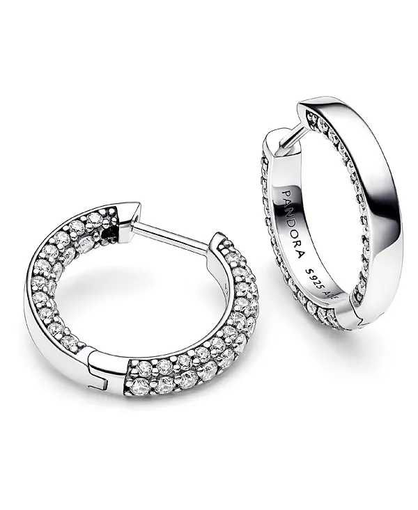 картинка Классические однорядные серьги-кольца с паве Pandora, silver от магазина Одежда+