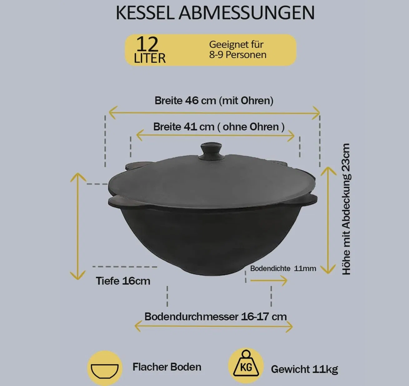 картинка Казан 12 л из чугуна, эмалированный, Black от магазина Одежда+