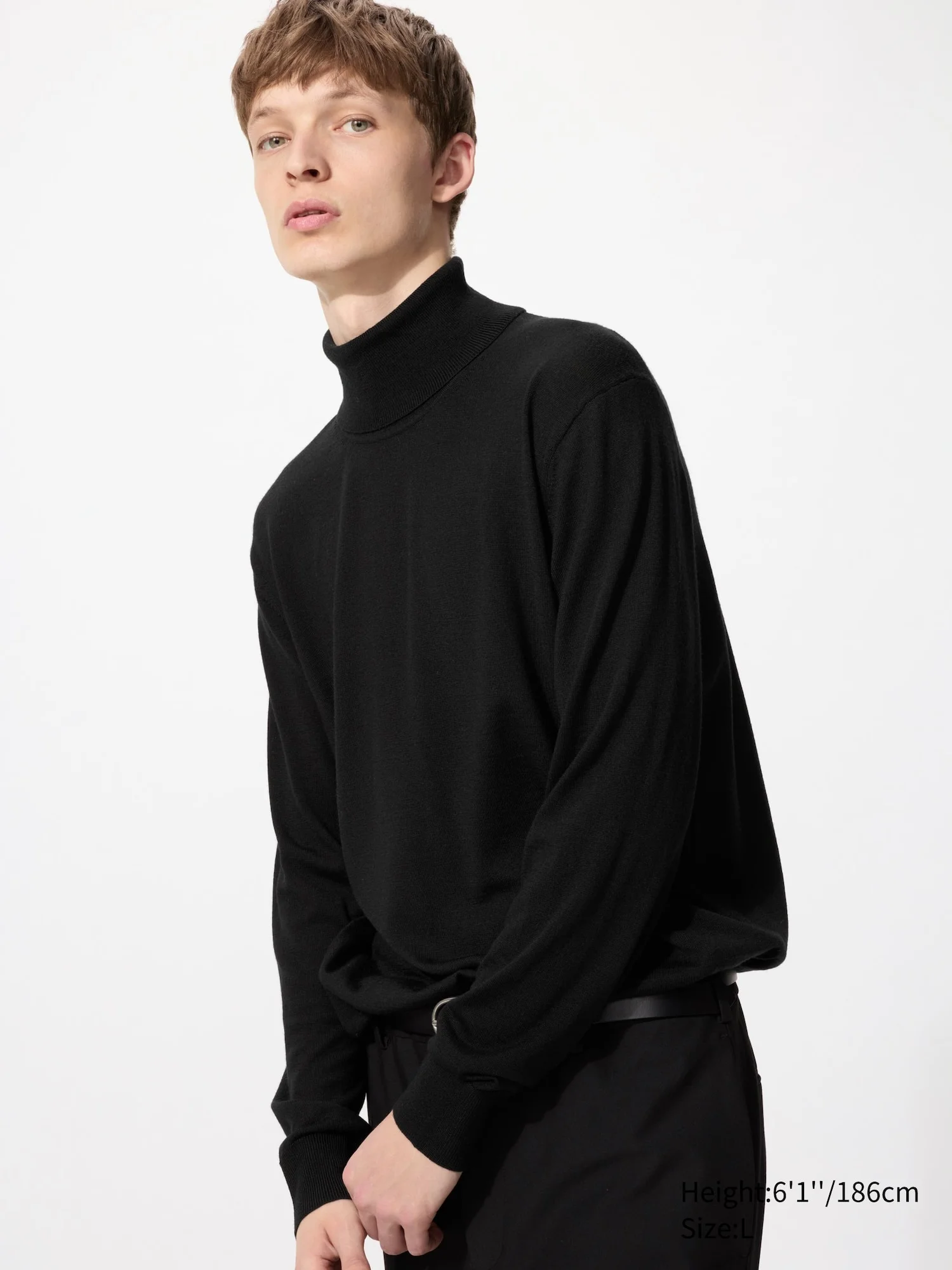 картинка Водолазка Uniqlo 100% Merino Turtleneck, 09 черный от магазина Одежда+